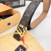 LV Men's Belt, New Arrival, Premium Cowhide Leather, Matte Finish, Corrosion-Resistant Letter Hardware, 3.8cm Width