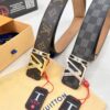 LV Men's Belt, New Arrival, Premium Cowhide Leather, Matte Finish, Corrosion-Resistant Letter Hardware, 3.8cm Width