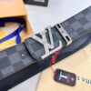Louis Vuitton LV Men's Belt, Latest Design, ZP Molded, Matching Monogram Fabric, Full-Grain Cowhide Leather, Heavy-Duty Stainless Steel Buckle, 4.0cm Width