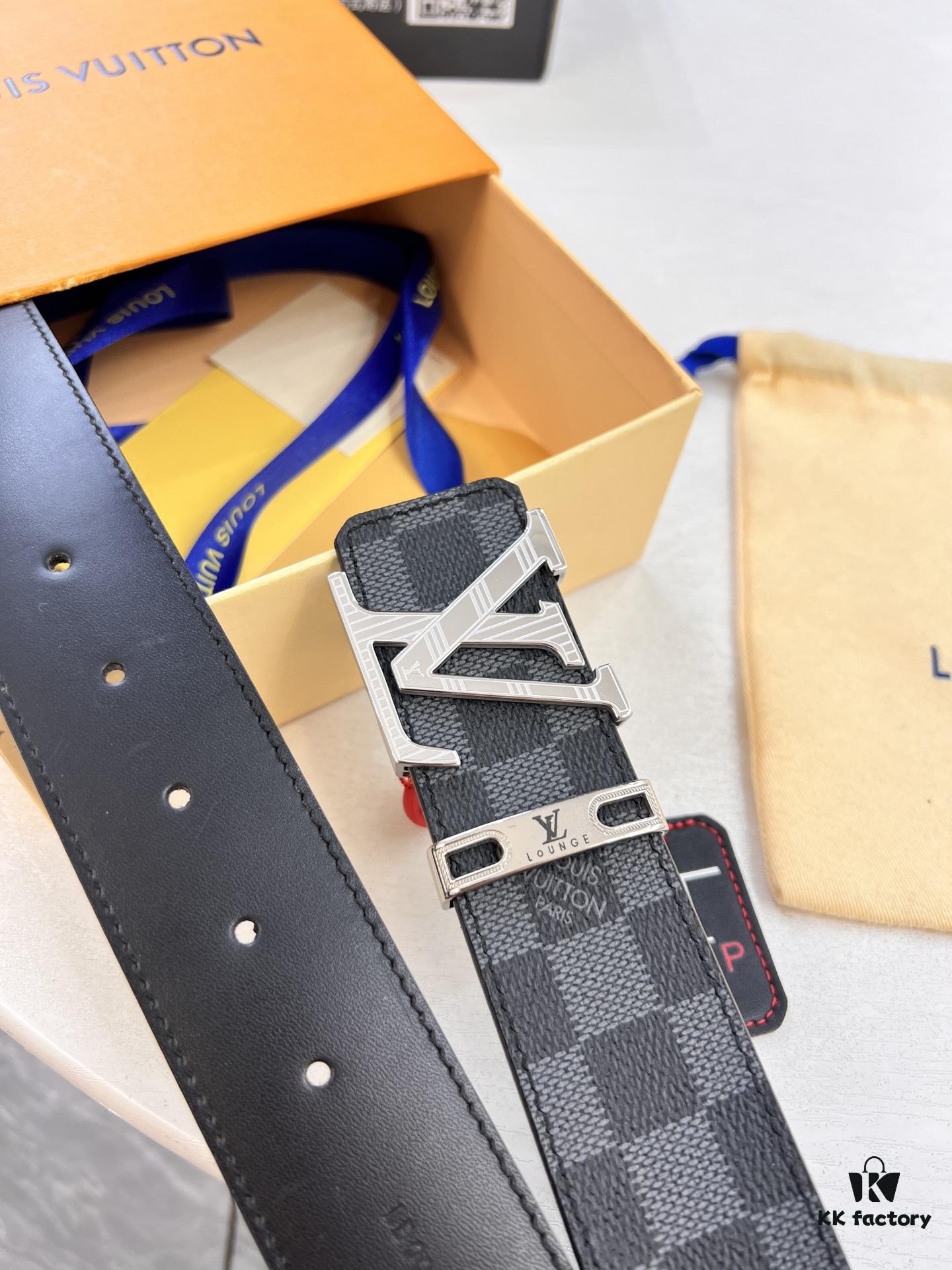 Louis Vuitton LV Men's Belt, Latest Design, ZP Molded, Matching Monogram Fabric, Full-Grain Cowhide Leather, Heavy-Duty Stainless Steel Buckle, 4.0cm Width