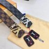 Louis Vuitton LV Men's Belt, Latest Design, ZP Molded, Matching Monogram Fabric, Full-Grain Cowhide Leather, Heavy-Duty Stainless Steel Buckle, 4.0cm Width