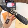 Louis Vuitton Automatic Buckle Belt, Top-Quality Genuine Leather, 3.5cm Width, Imported Calfskin with Grid Pattern, Smooth Slide Mechanism, Stainless Steel Hardware