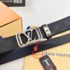 Louis Vuitton Automatic Buckle Belt, Top-Quality Genuine Leather, 3.5cm Width, Imported Calfskin with Grid Pattern, Smooth Slide Mechanism, Stainless Steel Hardware