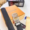 Louis Vuitton Automatic Buckle Belt, Top-Quality Genuine Leather, 3.5cm Width, Imported Calfskin with Grid Pattern, Smooth Slide Mechanism, Stainless Steel Hardware