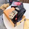 Louis Vuitton Automatic Buckle Belt, Top-Quality Genuine Leather, 3.5cm Width, Imported Calfskin with Grid Pattern, Smooth Slide Mechanism, Stainless Steel Hardware