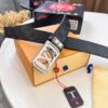 Louis Vuitton Automatic Buckle Belt, Top-Quality Genuine Leather, 3.5cm Width, Imported Calfskin with Grid Pattern, Smooth Slide Mechanism, Stainless Steel Hardware