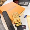 Louis Vuitton Automatic Buckle Belt, Premium Cowhide, Imported Top Layer Leather with Grid Pattern, Fine Grain Leather, 3.5cm Width, Top-Quality Business Formal Belt