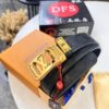 Louis Vuitton Automatic Buckle Belt, Premium Cowhide, Imported Top Layer Leather with Grid Pattern, Fine Grain Leather, 3.5cm Width, Top-Quality Business Formal Belt