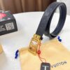 Louis Vuitton Automatic Buckle Belt, Premium Cowhide, Imported Top Layer Leather with Grid Pattern, Fine Grain Leather, 3.5cm Width, Top-Quality Business Formal Belt