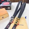 Louis Vuitton Automatic Buckle Belt, Premium Cowhide, Imported Top Layer Leather with Grid Pattern, Fine Grain Leather, 3.5cm Width, Top-Quality Business Formal Belt
