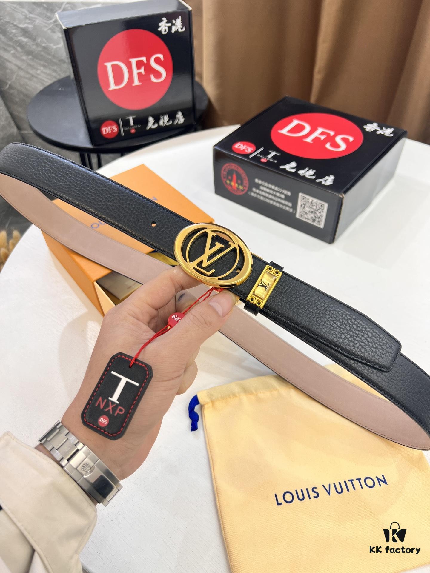 Louis Vuitton Belt, Top-Quality Genuine Leather with LV Stainless Steel Hardware, 3.5 cm Width