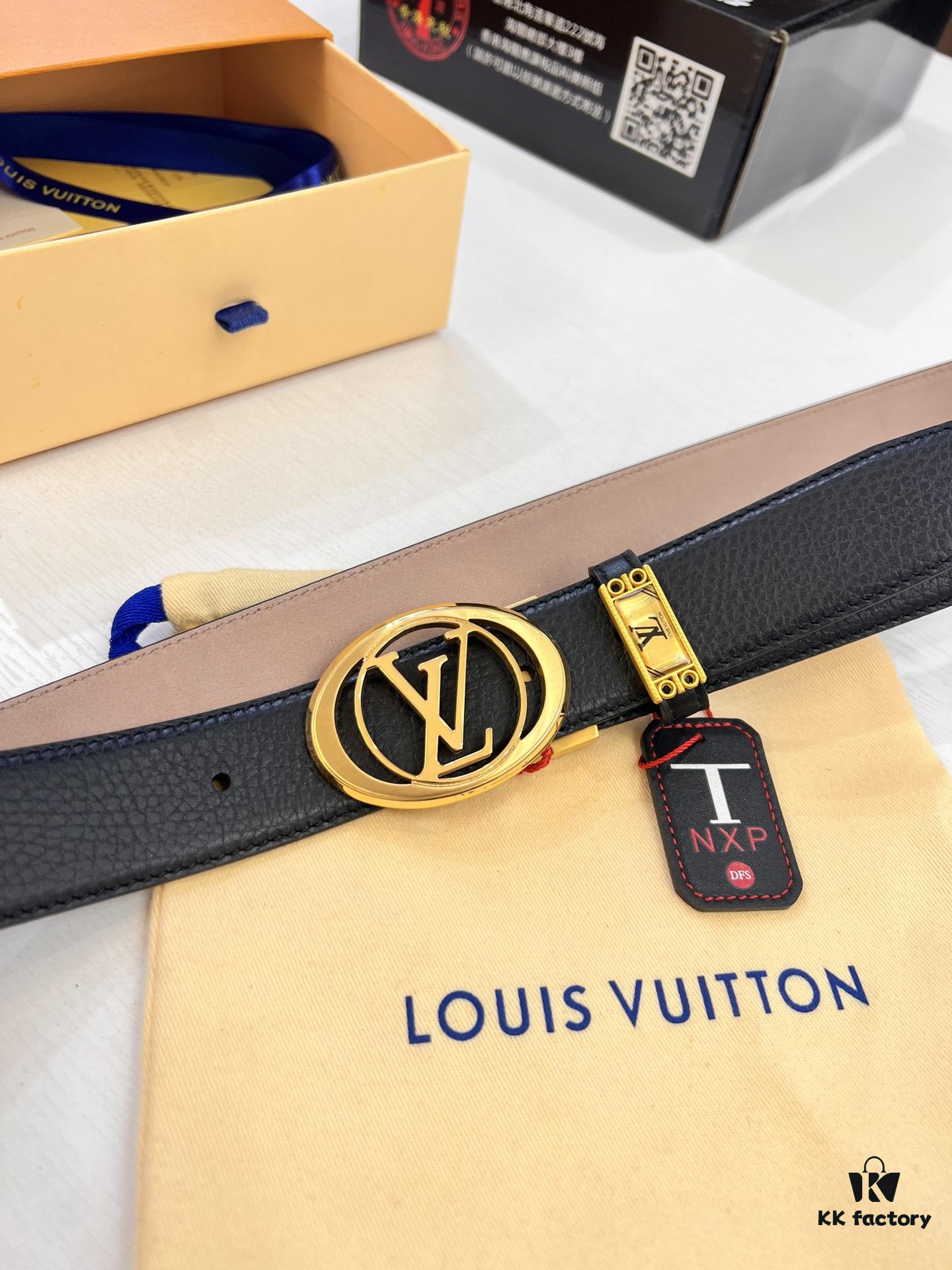 Louis Vuitton Belt, Top-Quality Genuine Leather with LV Stainless Steel Hardware, 3.5 cm Width