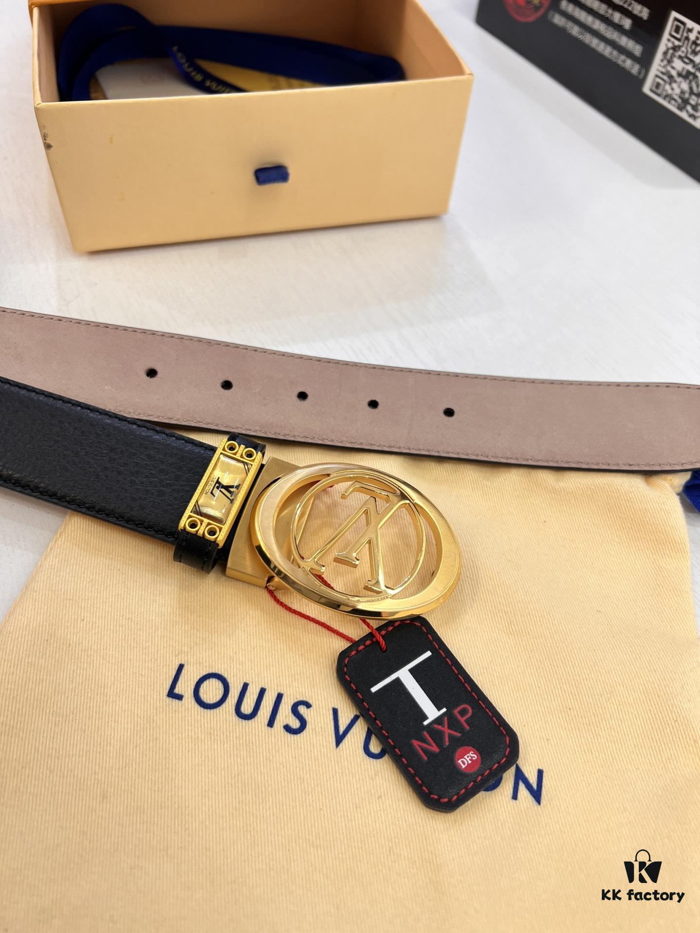 Louis Vuitton Belt, Top-Quality Genuine Leather with LV Stainless Steel Hardware, 3.5 cm Width