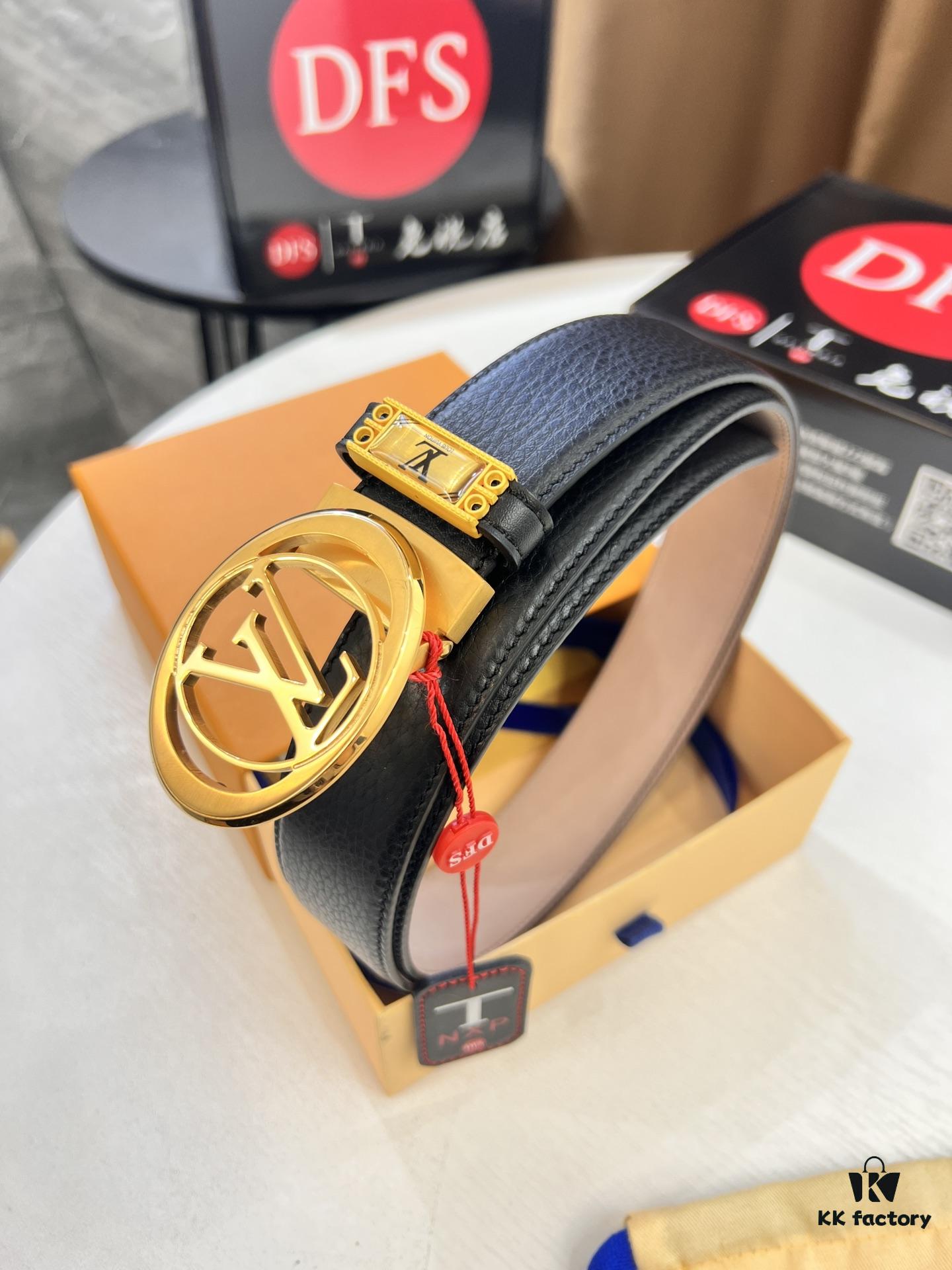 Louis Vuitton Belt, Top-Quality Genuine Leather with LV Stainless Steel Hardware, 3.5 cm Width