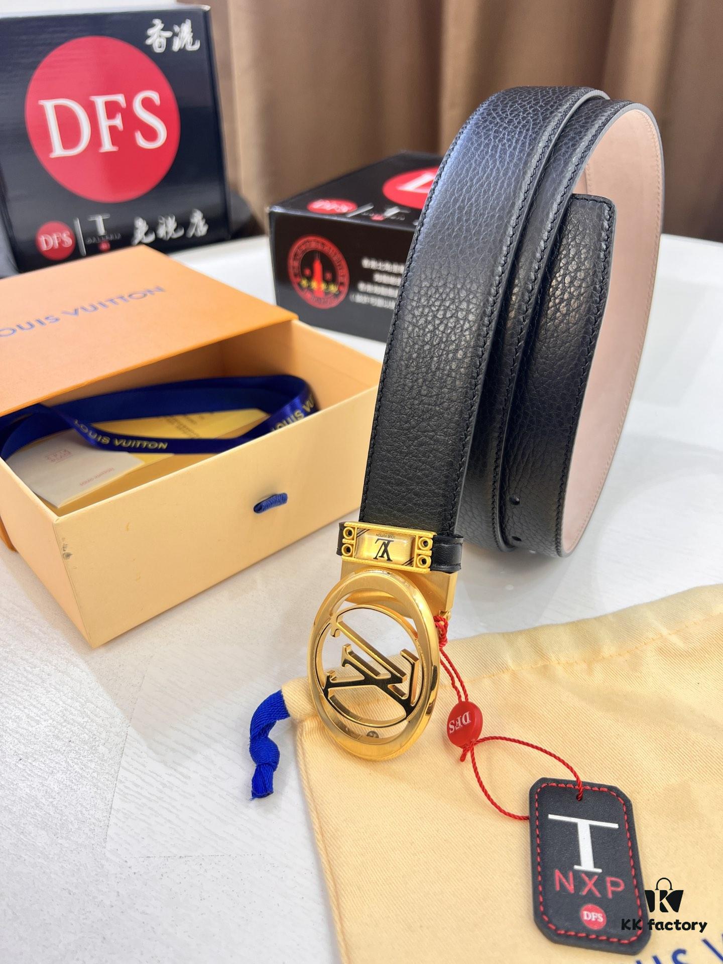 Louis Vuitton Belt, Top-Quality Genuine Leather with LV Stainless Steel Hardware, 3.5 cm Width