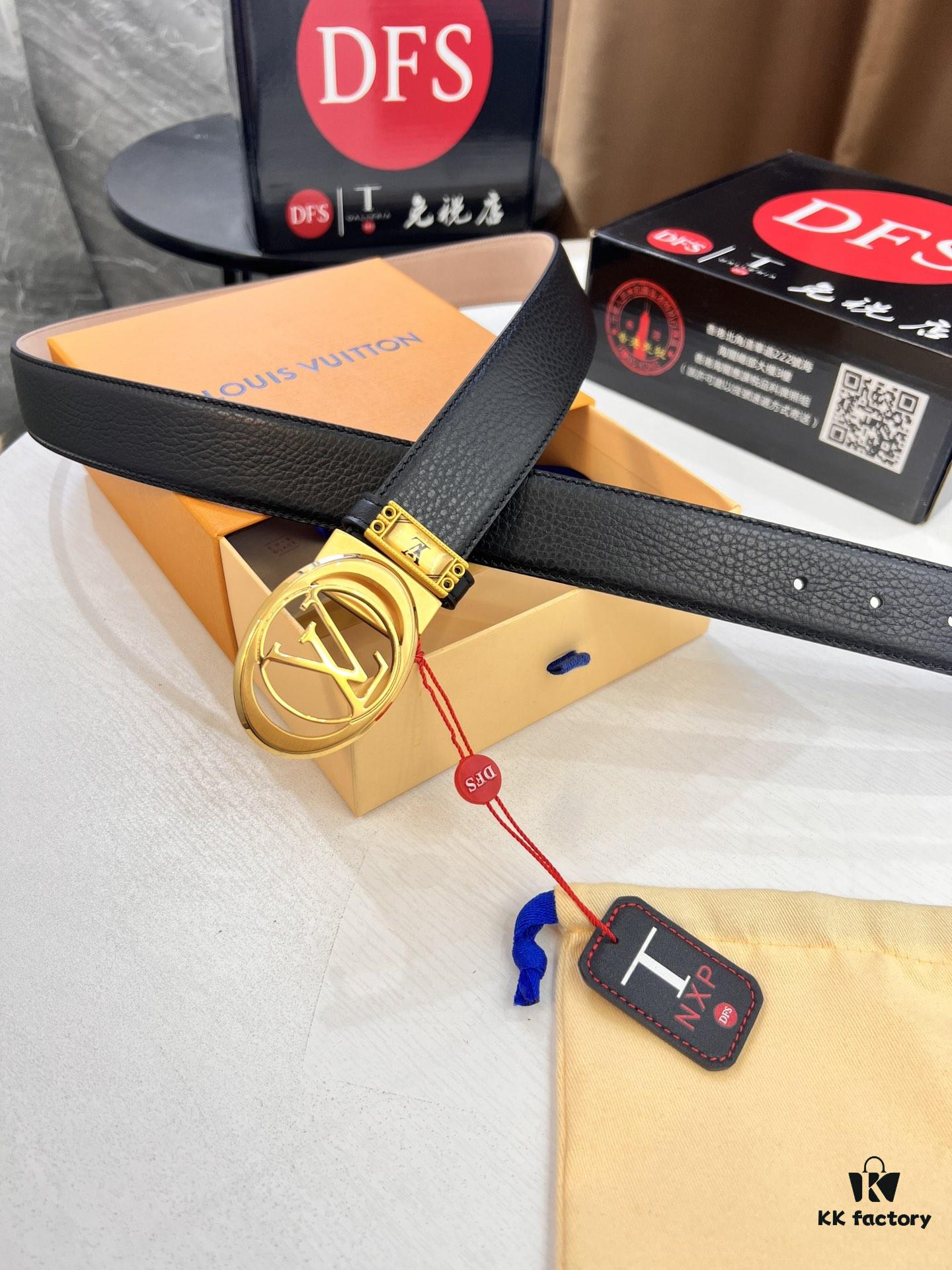 Louis Vuitton Belt, Top-Quality Genuine Leather with LV Stainless Steel Hardware, 3.5 cm Width