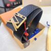 Arrival 🎺🎺 LV Men's Belt, 2-Letter Interior Buckle, Imported Elephant Texture Full-Grain Cowhide, Plain Weave Full-Grain Leather Bottom, Trendy Brand 3.8cm Available on Official Website, Top Quality with Authentication Support