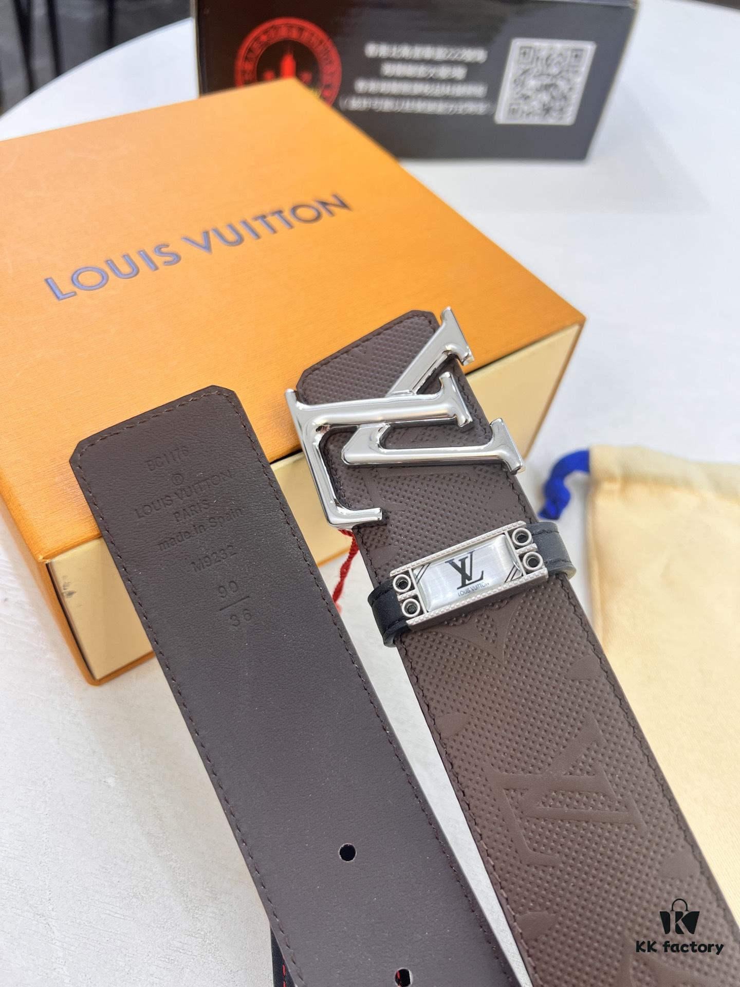 Arrival of Louis Vuitton LV Men's Belt, ZP Mold Design, Imported Genuine Original Print, Full-Grain Calfskin Leather, Reversible Double-Sided Use, 3.8cm Width