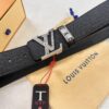 Top-Tier LV Louis Vuitton L-Logo Polished Stainless Steel Buckle Belt - Genuine French Cross-Grain Top Layer Calfskin, 3.8cm Width, with NXP Anti-Counterfeit Chip (Original Box)