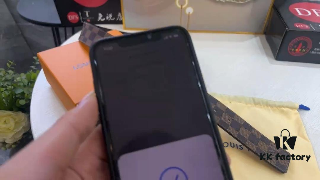 New LV Monogram Leather Belt with Diamond-Encrusted Stainless Steel Hardware, Genuine Cowhide