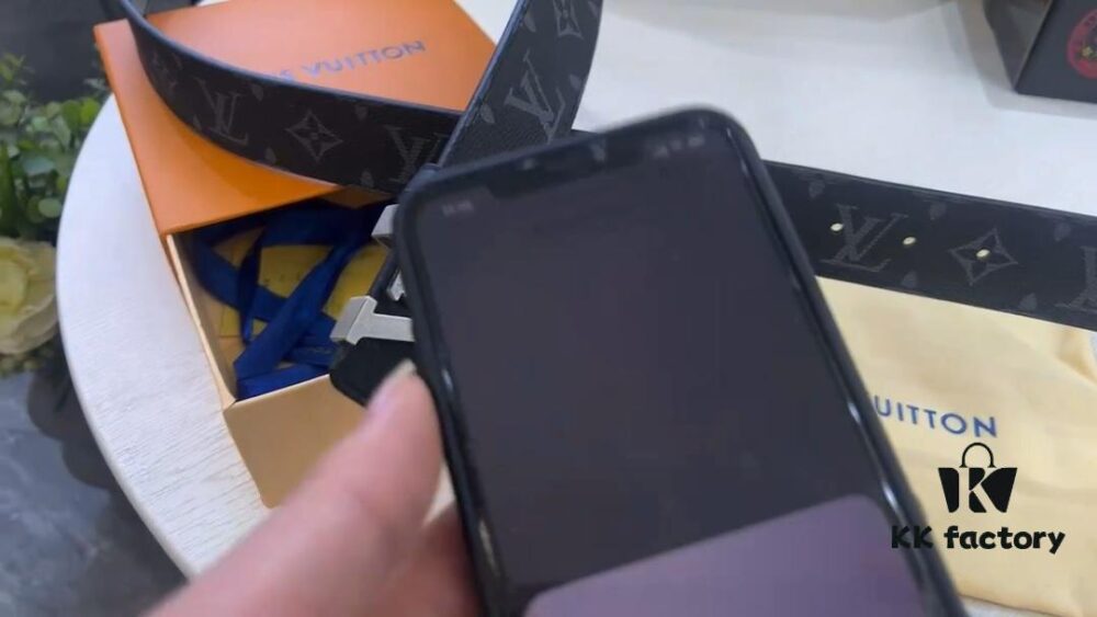 New LV Monogram Leather Belt with Diamond-Encrusted Stainless Steel Hardware, Genuine Cowhide