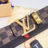 LV Men's Belt, Latest Style, ZP Molded, Matching Classic Checkered Fabric, Genuine Cowhide, Stainless Steel Buckle with Thickened Hardware, 4.0cm Width