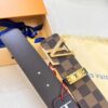 LV Men's Belt, Latest Style, ZP Molded, Matching Classic Checkered Fabric, Genuine Cowhide, Stainless Steel Buckle with Thickened Hardware, 4.0cm Width