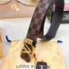 LV Men's Belt, Latest Style, ZP Molded, Matching Classic Checkered Fabric, Genuine Cowhide, Stainless Steel Buckle with Thickened Hardware, 4.0cm Width