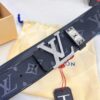 Louis Vuitton LV Men's Belt, Latest Design, ZP Molded, Full-Grain Cowhide Leather, Stainless Steel Buckle with Rhinestone Inlay, 4.0cm Width