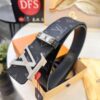 Louis Vuitton LV Men's Belt, Latest Design, ZP Molded, Full-Grain Cowhide Leather, Stainless Steel Buckle with Rhinestone Inlay, 4.0cm Width