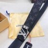 Louis Vuitton LV Men's Belt, Latest Design, ZP Molded, Full-Grain Cowhide Leather, Stainless Steel Buckle with Rhinestone Inlay, 4.0cm Width