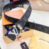 Louis Vuitton LV Men's Belt, Latest Design, ZP Molded, Full-Grain Cowhide Leather, Stainless Steel Buckle with Rhinestone Inlay, 4.0cm Width
