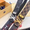 Louis Vuitton LV Men's Belt, Latest Design, ZP Molded, Full-Grain Cowhide Leather, Stainless Steel Buckle with Rhinestone Inlay, 4.0cm Width