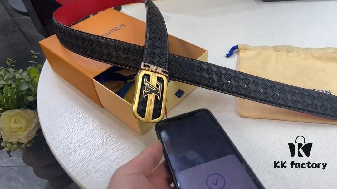 Woven Texture Full-Grain Leather, Premium Quality, LV Double-Sided Use, New Stainless Steel Hardware