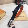 LV Men's Belt - Original Imported Woven Full-Grain Leather, Double-Sided Use, Steel Hardware with Inner Letters, 3.8cm Width