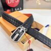 LV Men's Belt - Original Imported Woven Full-Grain Leather, Double-Sided Use, Steel Hardware with Inner Letters, 3.8cm Width