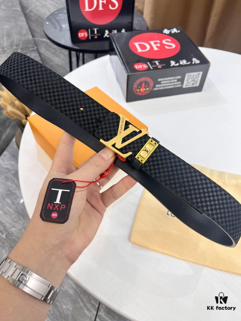 Top-Tier Belt, Original Factory Premium Hong Kong Duty-Free T Gift Box (NXP Hang Tag with Verifiable Official Website RFID Chip)