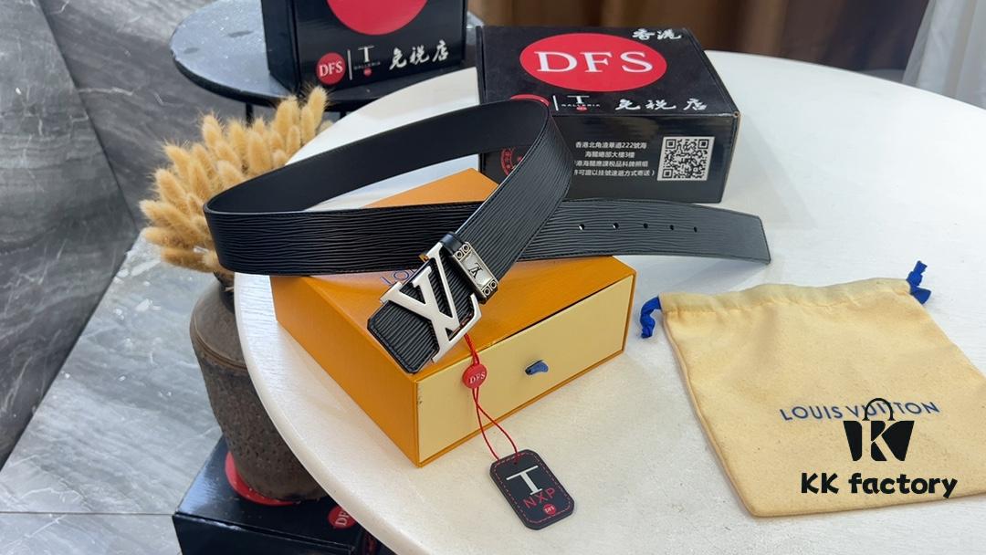 New LV Cross-grain Genuine Leather Watch with Stainless Steel Hardware, Fashion Casual Style, Available on Official Website