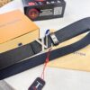 Top-Tier LV Louis Vuitton L-Logo Polished Stainless Steel Buckle Belt - Imported French Cross-Grain Top-Layer Calfskin, 3.8cm Width, Authentic NXP Chip & Official Anti-Counterfeit Verification