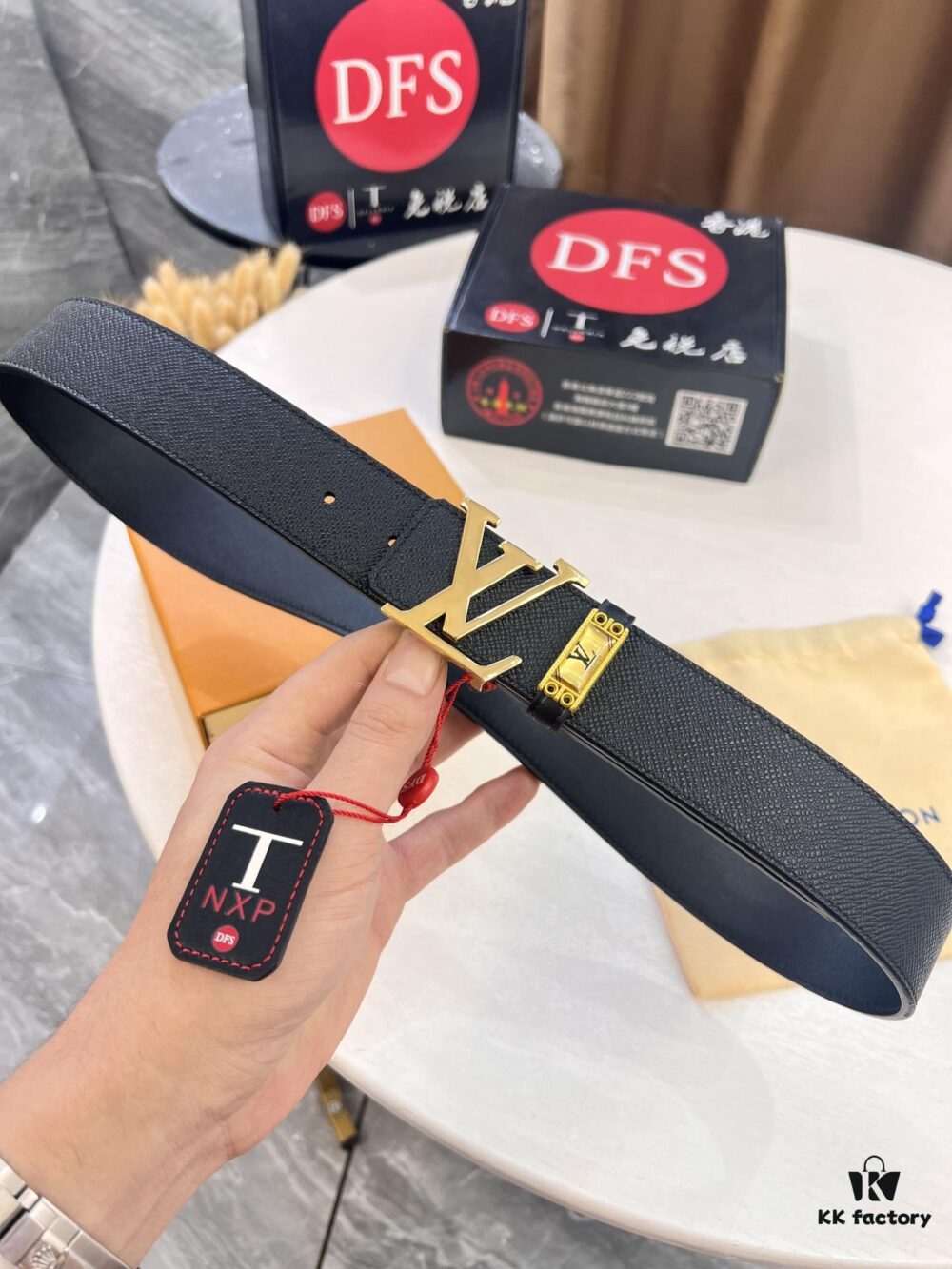 Top-Tier LV Louis Vuitton L-Logo Polished Stainless Steel Buckle Belt - Genuine Cross-Grain French Calfskin, 3.8cm Width, with NXP Anti-Counterfeit Chip (Original Box)