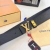 Top-Tier LV Louis Vuitton L-Logo Polished Stainless Steel Buckle Belt - Genuine Cross-Grain French Calfskin, 3.8cm Width, with NXP Anti-Counterfeit Chip (Original Box)