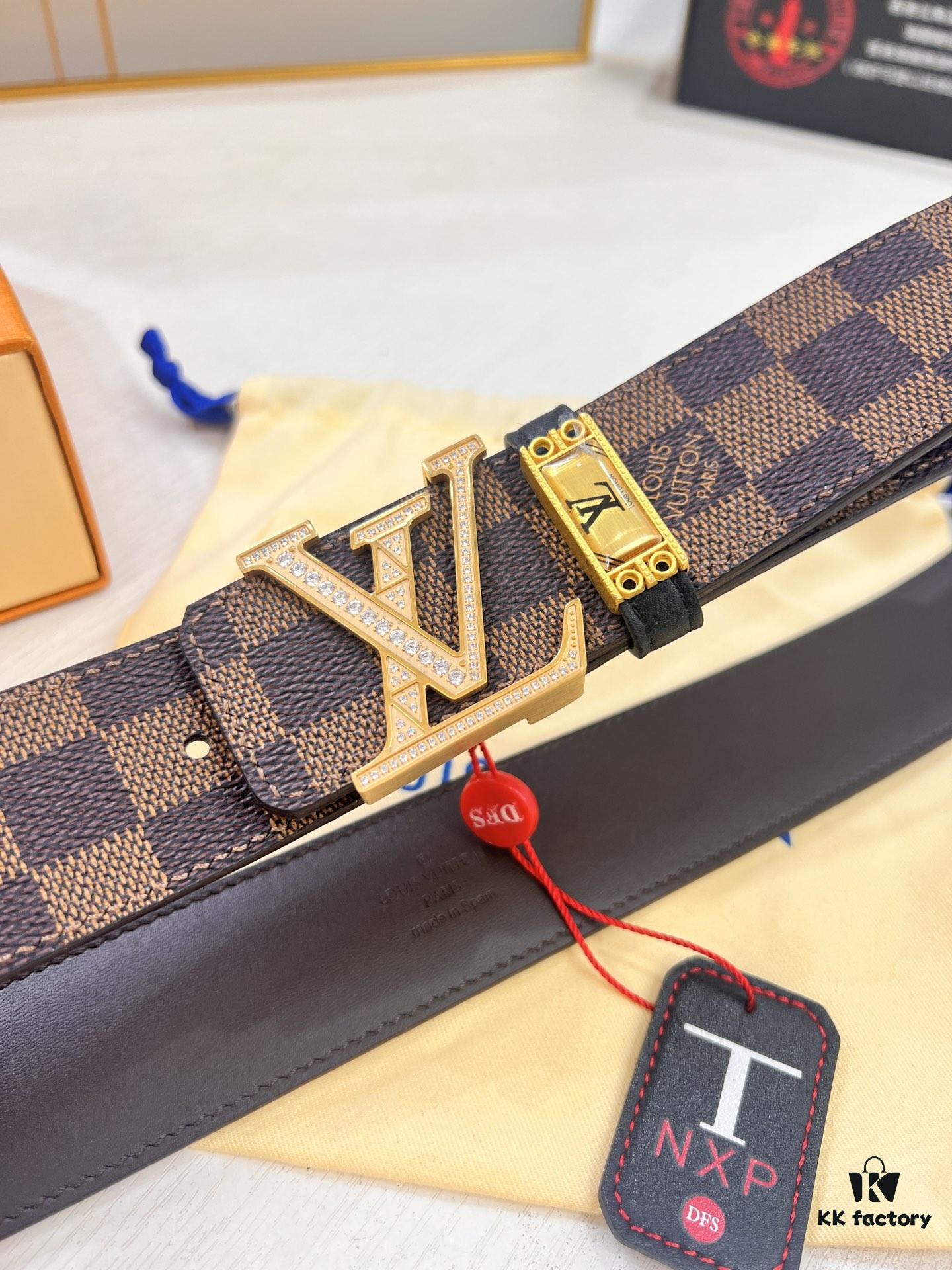 LV Men's Belt Louis Vuitton Latest Style ZP Synchronized Monogram Fabric Top Quality Genuine Leather 4.0cm Steel Buckle