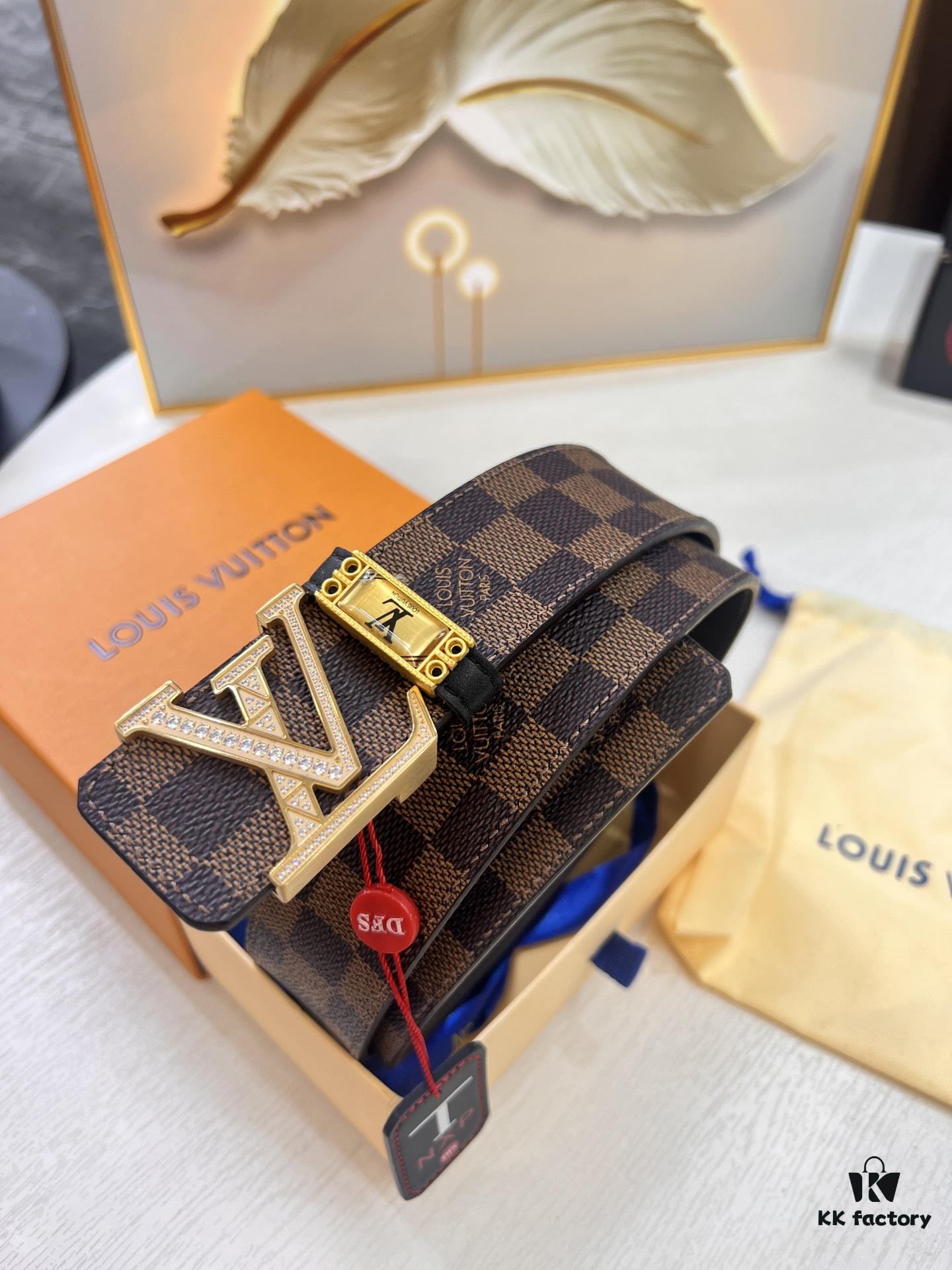 LV Men's Belt Louis Vuitton Latest Style ZP Synchronized Monogram Fabric Top Quality Genuine Leather 4.0cm Steel Buckle