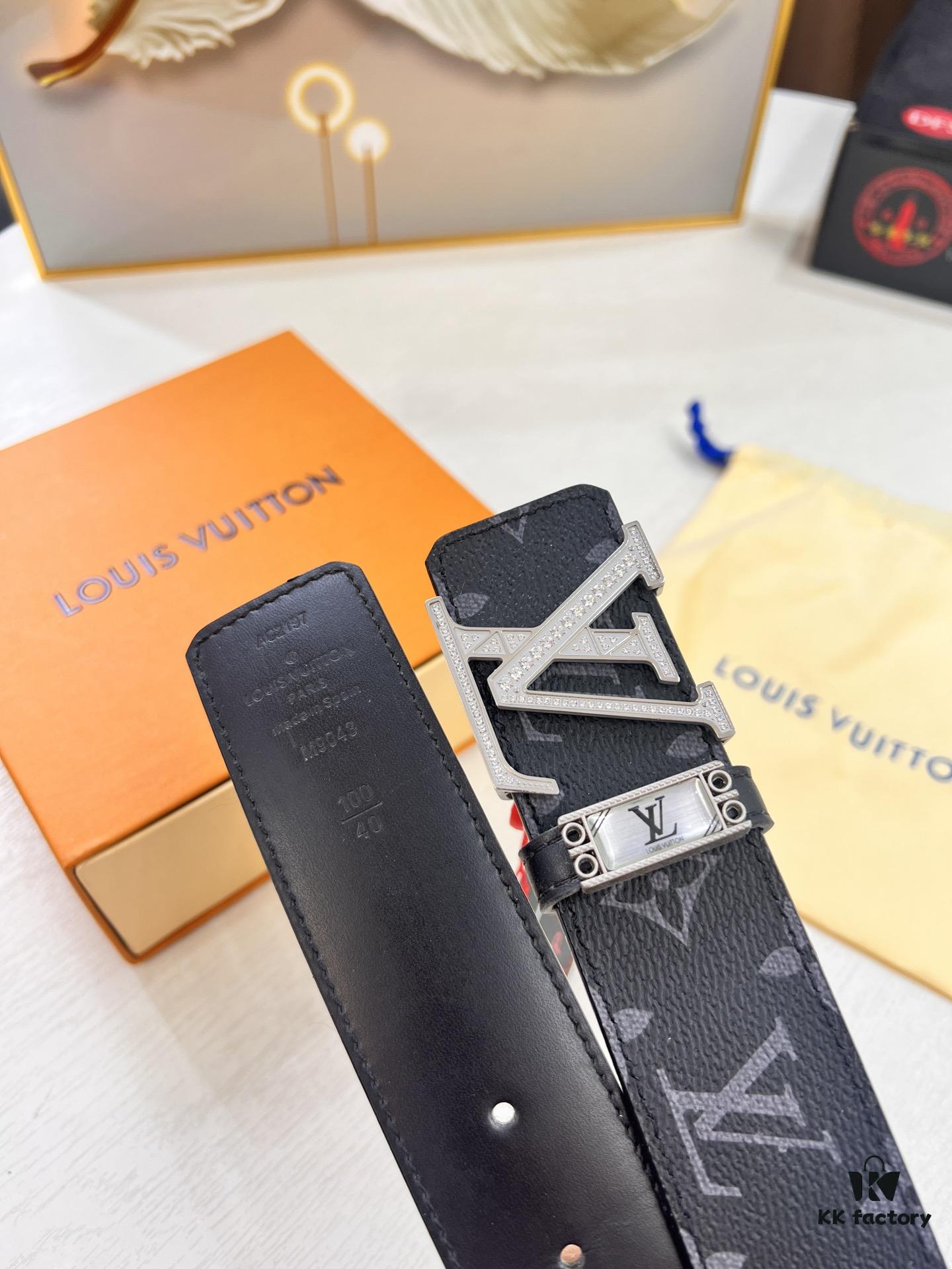 LV Men's Belt Louis Vuitton Latest Design ZP Synchronized Monogram Fabric Top-Quality Cowhide Steel Buckle 4.0cm