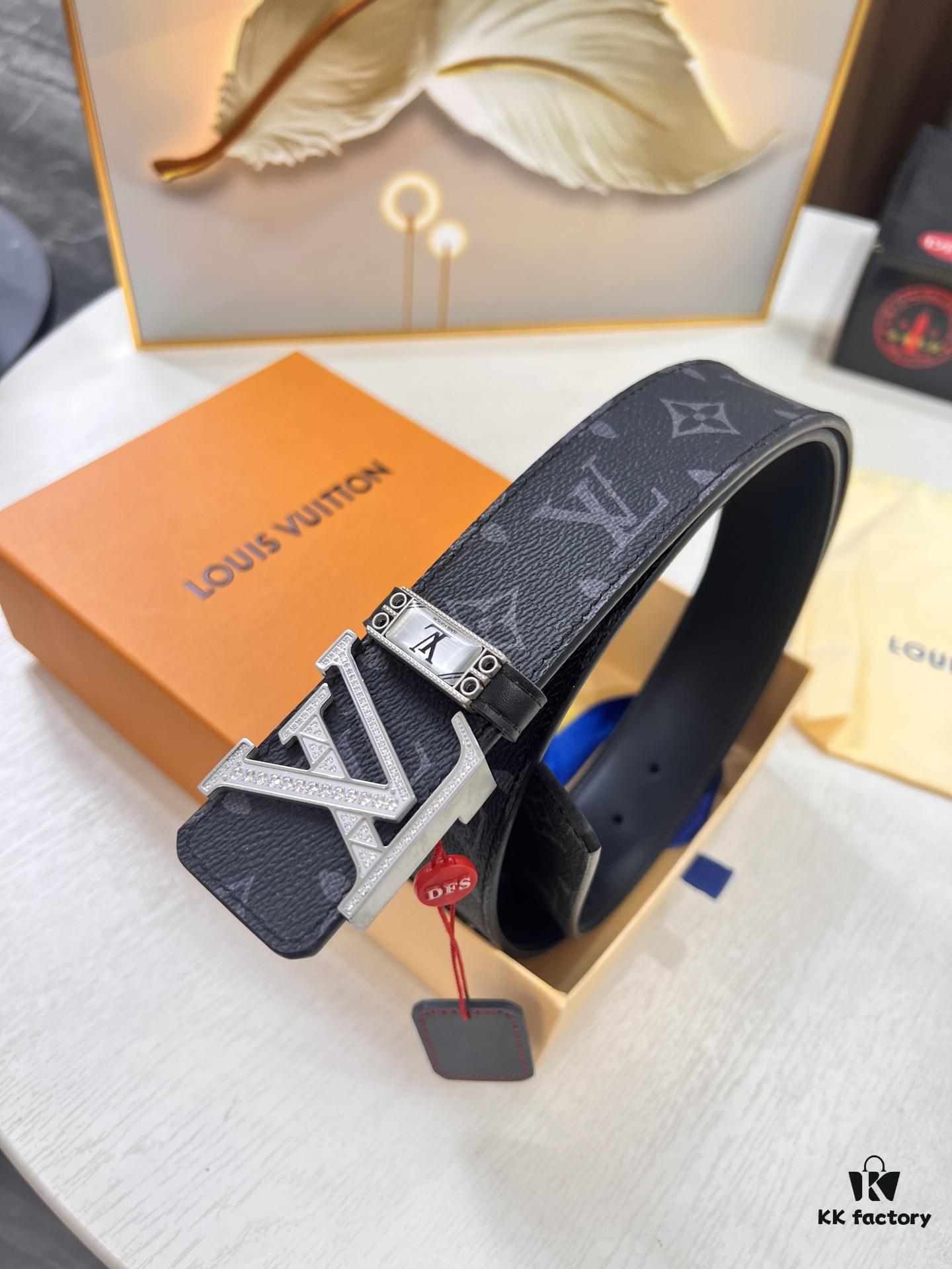 LV Men's Belt Louis Vuitton Latest Design ZP Synchronized Monogram Fabric Top-Quality Cowhide Steel Buckle 4.0cm