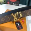 Shop Owner Recommended Trumpet Trumpet Louis Vuitton LV Belt ZP Synchronized New Men's Belt with Imported Monogram Fabric, Original Factory Head Cowhide Plain Weave Low, Reversible Use, Water Ripples Letter Hardware, Width 3.8cm