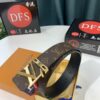 Shop Owner Recommended Trumpet Trumpet Louis Vuitton LV Belt ZP Synchronized New Men's Belt with Imported Monogram Fabric, Original Factory Head Cowhide Plain Weave Low, Reversible Use, Water Ripples Letter Hardware, Width 3.8cm