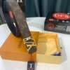 Shop Owner Recommended Trumpet Trumpet Louis Vuitton LV Belt ZP Synchronized New Men's Belt with Imported Monogram Fabric, Original Factory Head Cowhide Plain Weave Low, Reversible Use, Water Ripples Letter Hardware, Width 3.8cm
