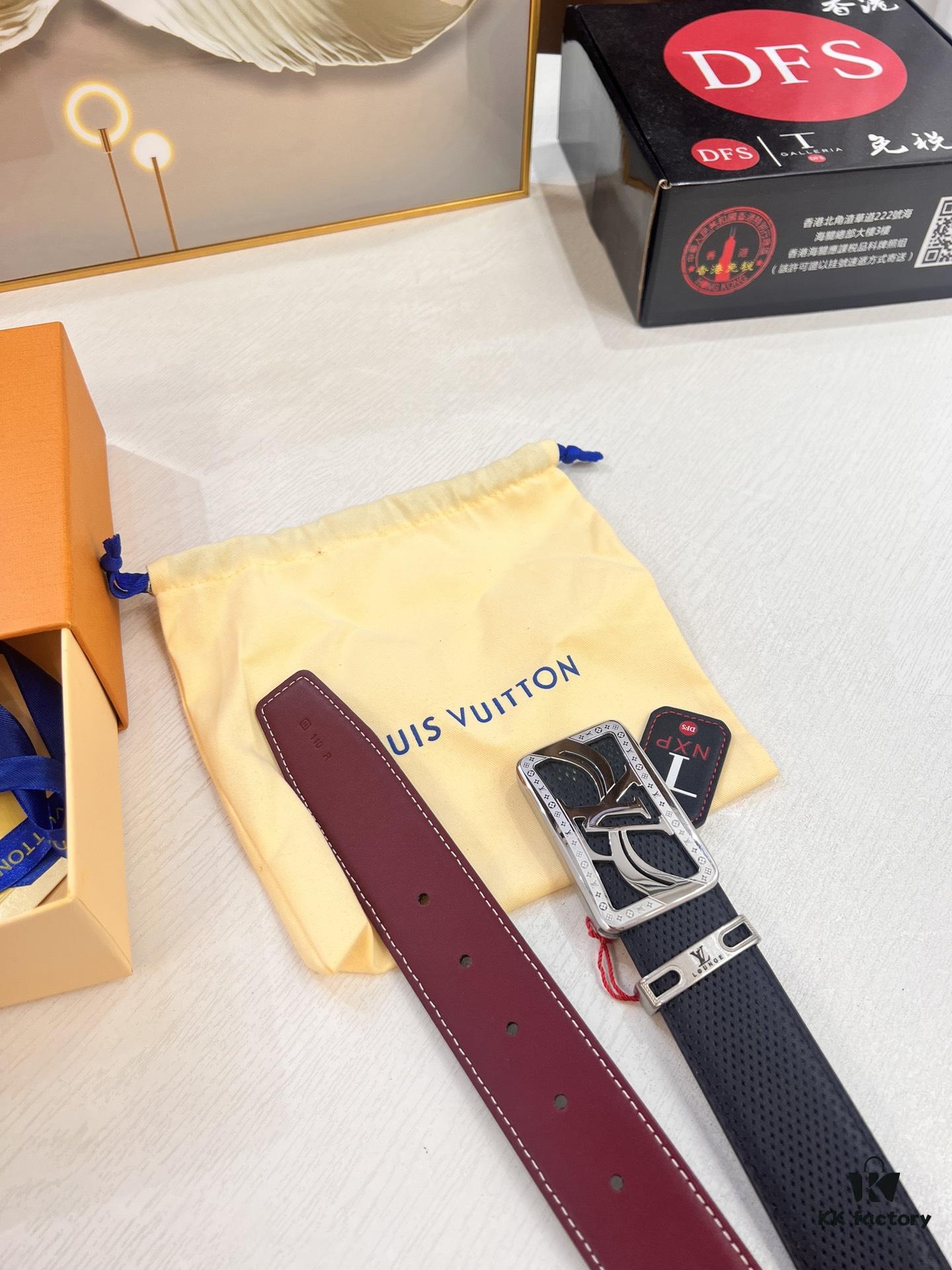 Luxury LV Belt - Top-tier Hong Kong Duty-Free Gift Box, Genuine First-Layer Embossed Calfskin, 3.8cm Width, Steel Hardware, NFC Chip (NXP Tag), Authenticity Guaranteed