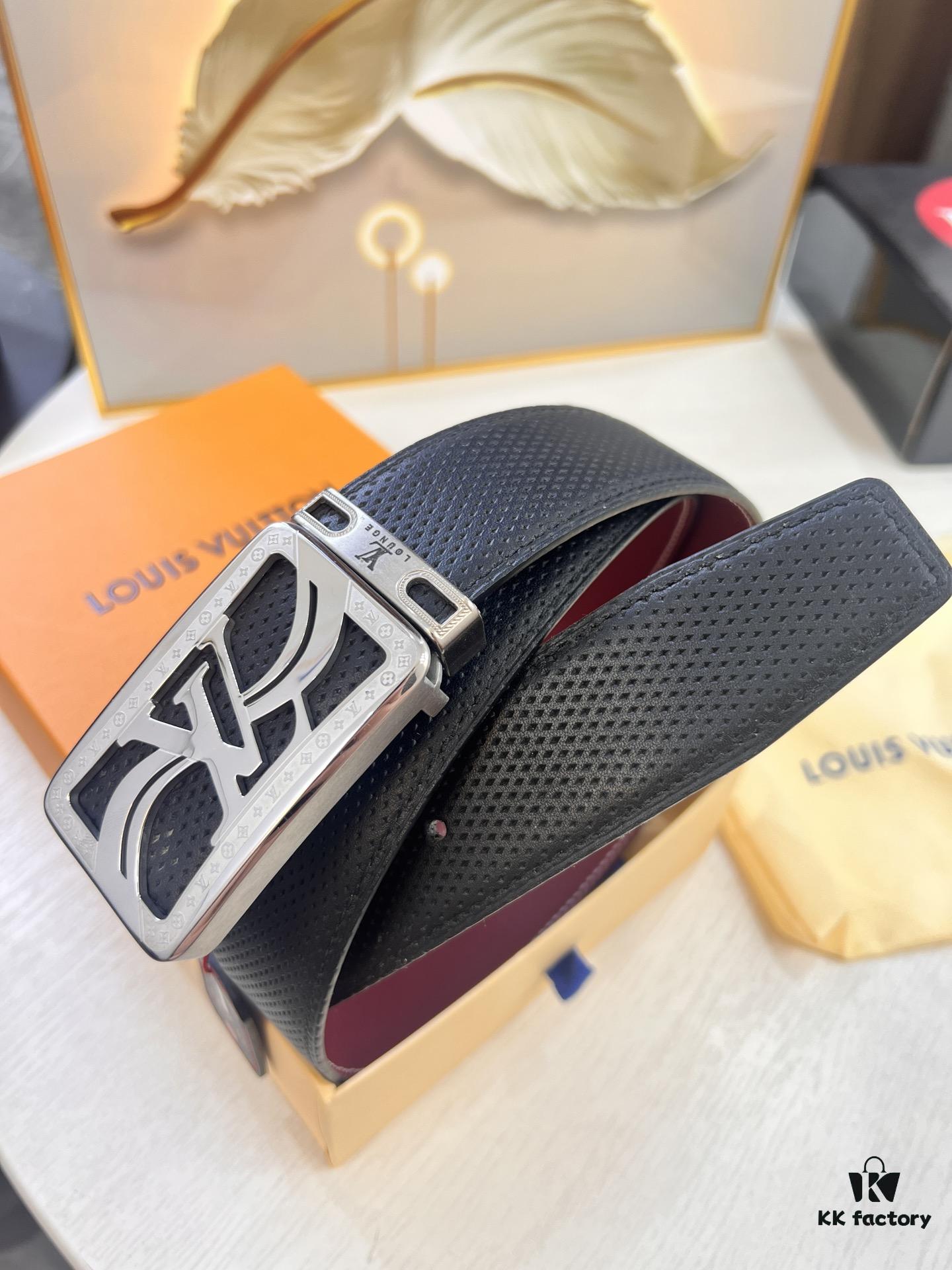 Luxury LV Belt - Top-tier Hong Kong Duty-Free Gift Box, Genuine First-Layer Embossed Calfskin, 3.8cm Width, Steel Hardware, NFC Chip (NXP Tag), Authenticity Guaranteed